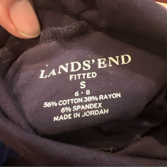 Lands' End Women's Navy Turtleneck Top S 6-8 Long Sleeve Fitted Cotton/Spandex - Picture 3 of 3